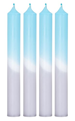 levandeo 4er Set Stabkerzen H20cm Blau Weiß Farbverlauf Dip Dye Kerzen Deko Tischdeko Tafelkerzen von levandeo