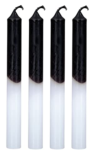 4er Set Stabkerzen H20cm Schwarz Weiß Farbverlauf Dip Dye Kerzen Deko Tischdeko von levandeo