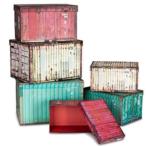 levandeo Aufbewahrungsbox 6er Set Boxen Aufbewahrung Geschenkbox Container Industrial Style Organizer Industrie Look Loft Shabby Chic Robust Ordnung Ordnungsboxen Geschenk Geschenkidee Kisten von levandeo