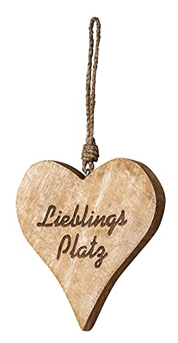 levandeo Aufhänger Lieblingsplatz H15cm Herz Mango Holz Schriftzug Wand-Deko Türschild Holzdeko Deko Wohndekoration von levandeo