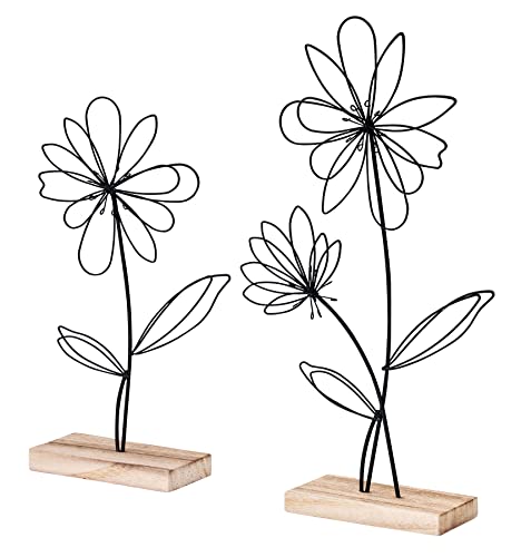 levandeo Aufsteller Blume 2er Set Metall Holz Schwarz Natur Draht Deko Tischdeko Frühling Figur Wohndeko levandeo Aufsteller Blume 2er Set Metall Holz Schwarz Natur Draht Deko Tischdeko Frühling Figur Wohndeko von levandeo