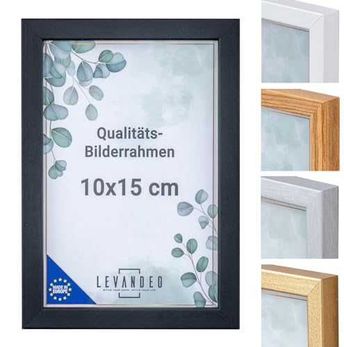 levandeo Bilderrahmen Echtholz 10x15 Schwarz mit Glasscheibe Portrait Fotorahmen Holz Kiefernholz Picture Frame von levandeo