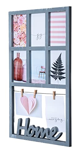 levandeo Bilderrahmen H56cm 6 Fotos Grau Home Klammern Shabby Chic Fotorahmen Collage Wohndeko Wanddeko von levandeo
