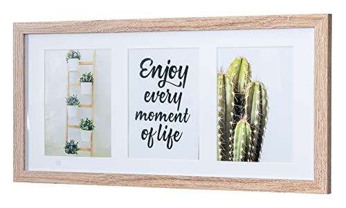 levandeo Bilderrahmen für 3 Fotos 13x18cm Eiche gekälkt Holz MDF Portraitrahmen Collage Glasscheibe Fotorahmen von levandeo