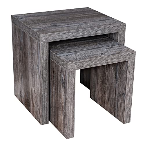 levandeo Couchtisch 2 Satztisch Holz 44x44x36cm Altholz Vintage Shabby Chic Tisch Beistelltisch Deko Sofatisch Ablage Fest Verleimt Keine Montage von levandeo