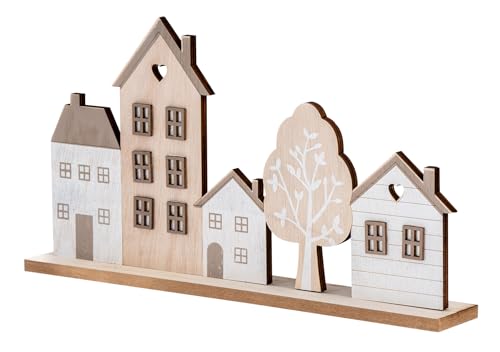 levandeo Deko Aufsteller Haus L30cm Natur Braun MDF Holz Häuser Tischdeko Dekohaus Herbst Herbstdeko Tischaufsteller von levandeo