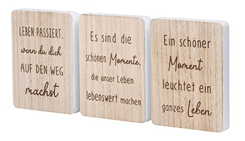 levandeo Deko Aufsteller Schild H20cm 3er Set Deko-Tafel MDF Holz Natur Spruch Momente Wohndekoration Tischdeko von levandeo