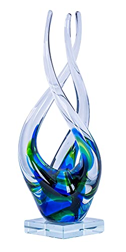 levandeo Designer Skulptur H32cm Glasskulptur Blau Grün Glasfigur Deko Unikat Geschenk Einrichtung Dekofigur von levandeo