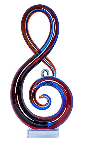 levandeo Designer Skulptur H35cm Glasskulptur Notenschlüssel Blau Rot Glasfigur Deko Unikat Geschenk Einrichtung Dekofigur von levandeo