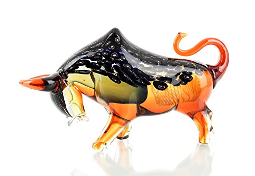 levandeo Designer Skulptur Stier 24x14cm Glas Tischdeko Deko Sehr Hochwertige Handarbeit Unikat Glasskulptur Tier von levandeo