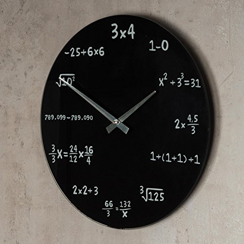 levandeo Designer Wanduhr aus Glas - 35cm schwarz - Mathe Mathematik Mathematic Zahlen Formeln - Design Uhr Glasuhr 35 cm rund von levandeo