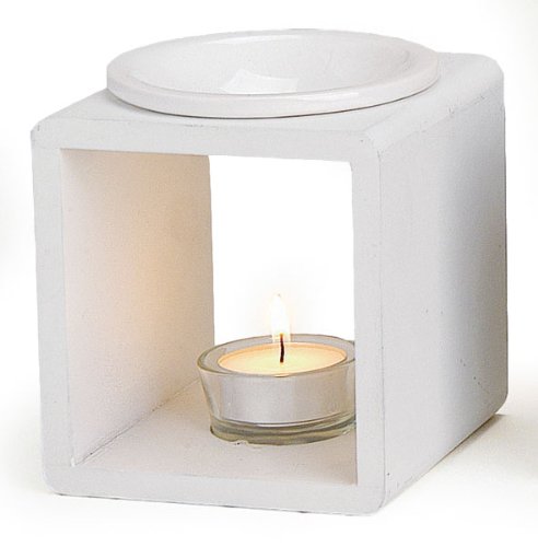 levandeo Duftlampe Farbe: Weiß - Holz + Keramik - Aromalampe Aromaspender für Duftöl/Duftwachs von levandeo