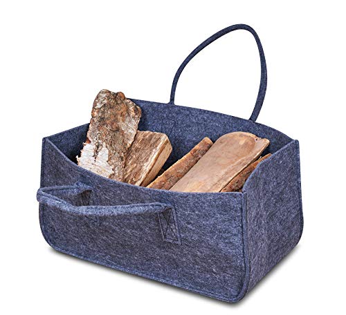 levandeo Filz Tasche 50x25x25cm Kaminholztasche Grau Stofftasche Aufbewahrung Feuerholz Holzkorb Kamin von levandeo