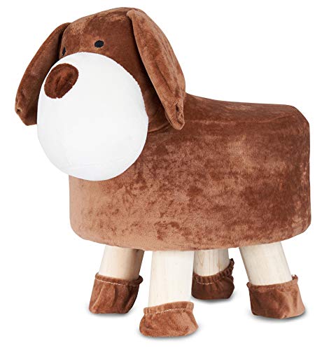 levandeo Hocker Hund H25cm Braun Plüsch Polsterhocker Kinderzimmer Tierhocker Dekositz Sitzgelegenheit Dekoration Einrichtung von levandeo