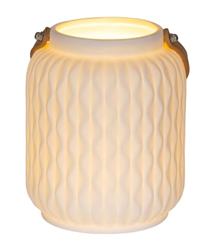 LED Leuchte H16cm Porzellan Weiß Laterne Dekoleuchte Stimmungslicht Tischlampe Tischdeko Lampe Deko von levandeo