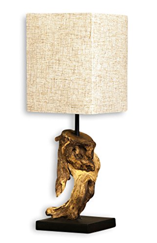 levandeo Lampe Tischlampe/Tischleuchte aus recyceltem Holz - Design Holzlampe Treibholz 15x15cm 45cm hoch - Jede Lampe EIN Unikat naturbelassenes Massivholz von levandeo