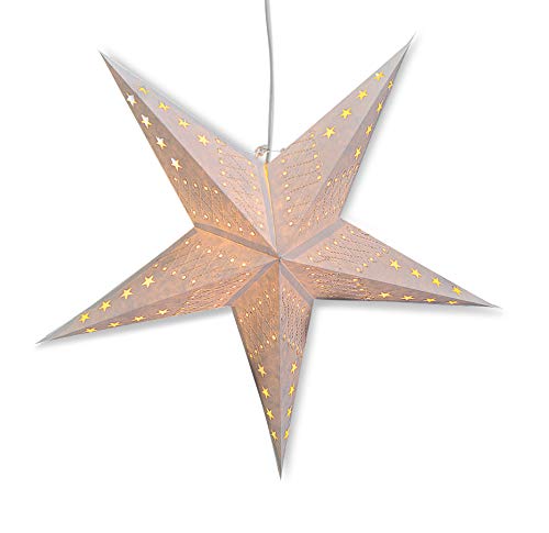 levandeo Leuchtstern mit 5 Zacken in weiß 60cm Papiertstern Weihnachtsstern inklusiv Kabel mit Schalter 3,5 Meter levandeo Leuchtstern mit 5 Zacken in weiß 60cm Papiertstern Weihnachtsstern inklusiv Kabel mit Schalter 3,5 Meter von levandeo