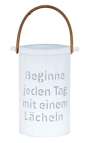 levandeo Metall Windlicht Spruch H26cm Weiß Laterne Leder Griff Kerzenhalter Gartenlaterne Tischdeko von levandeo
