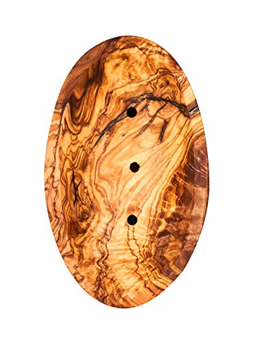 levandeo Olivenholz-Seifenschale ca.12x8cm Oval Seifenhalter mit Rillen Badzubehör Holz Natur Unikat Bad Seifenablage von levandeo