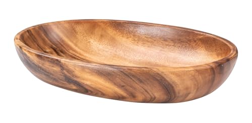 levandeo Ovale Schale aus Holz 30cm Holzschale Schüssel Akazie Schale Obstschale Tablett Servierschale von levandeo