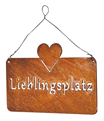 levandeo Schild Lieblingsplatz 25x16cm Herz Garten-Deko Rost Rostdeko Türschild Wandbild Schriftzug Wanddeko von levandeo