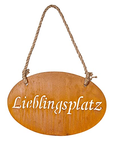 levandeo Schild Lieblingsplatz 30x18cm Hängerchen Garten-Deko Rost Rostdeko Türschild Wandbild Schriftzug Wanddeko von levandeo