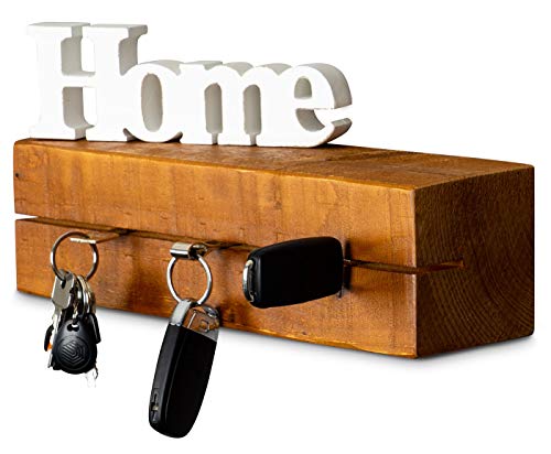 levandeo Schlüsselbrett Holz Massiv 35x10cm Teak farbig Schlüsselleiste Wandregal Schlüsselboard Ablage Schlüsselhalter von levandeo