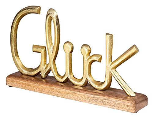 levandeo Schriftzug Glück L30cm Metall Gold Mango Holz Deko Aufsteller Tischdeko Wohndekoration Happy Geschenk levandeo Schriftzug Glück L30cm Metall Gold Mango Holz Deko Aufsteller Tischdeko Wohndekoration Happy Geschenk von levandeo