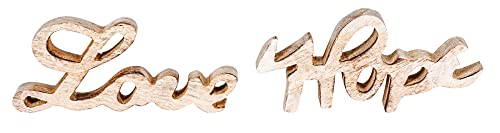 Schriftzug Set Love Hope BxH 14x7cm Braun Mango Holz Natur Deko Aufsteller Tischdeko Wohndekoration Geschenk von levandeo