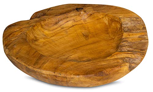 levandeo Schüssel Schale Teakholz 30cm Teak Massiv Holz Obstschale Holzschale Dekoschale Salatschüssel Tischdeko Holzdeko Unikat von levandeo