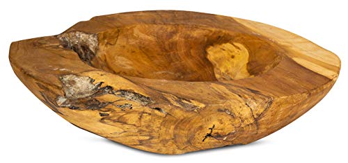 levandeo Schüssel Schale Teakholz 40cm Teak Massiv Holz Obstschale Holzschale Dekoschale Salatschüssel Tischdeko Holzdeko Unikat von levandeo