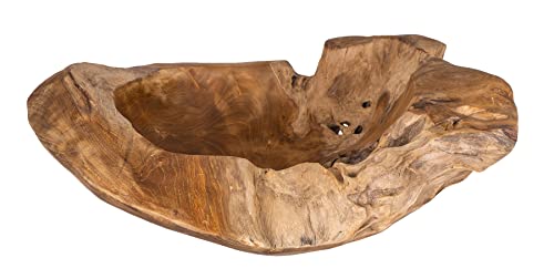 levandeo Schüssel Schale Teakholz 50cm Teak Massiv Holz Obstschale Holzschale Dekoschale Salatschüssel Tischdeko Holzdeko Unikat von levandeo