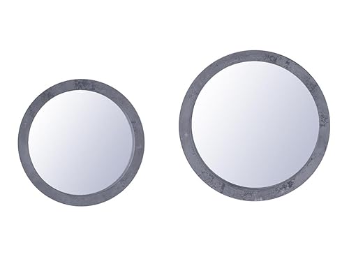 levandeo Spiegel 2er Set 25cm 30cm Rund Holz Grau gewischt Betonoptik Wandspiegel Deko von levandeo