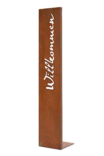 levandeo Stele Willkommen H75cm Garten-Deko Rost Rostdeko Edelrost Garten-Schild Dekoration Garten Außen Innen von levandeo