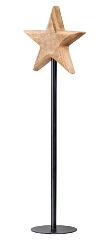 levandeo Stern Aufsteller H50cm Mangostern Natur Schwarz Fensterdeko Weihnachten Holzstern Tischaufsteller Weihnachtsdeko von levandeo