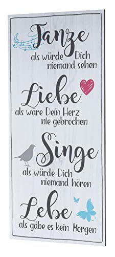 levandeo Wandbild 20x40cm Tanze Liebe Singe Lebe Bild Deko Wandschild Wanddeko Positiv Geschenkidee von levandeo