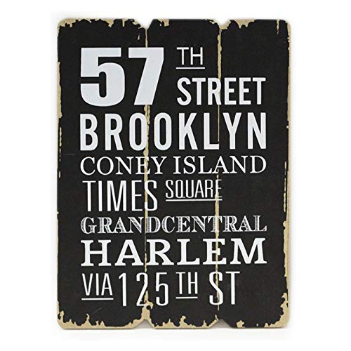 levandeo Wandbild 28x21cm Holz Schwarz Weiß Brooklyn USA Sprüche Sayings Shabby Chic Vintage Deko Schild von levandeo