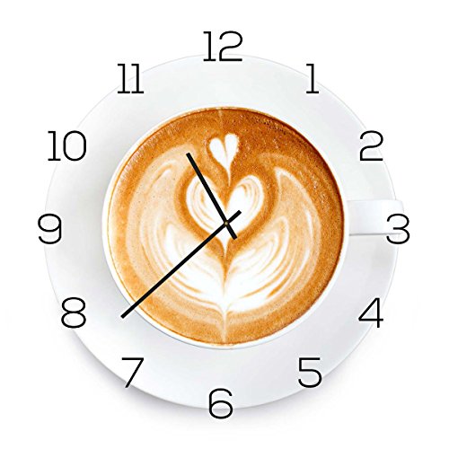 levandeo Wanduhr Alu-Dibond 30x30cm Uhr Alubild Küche Cappuccino Coffee Kaffee Deko Küche Aluminium Küchendeko Einrichtung von levandeo