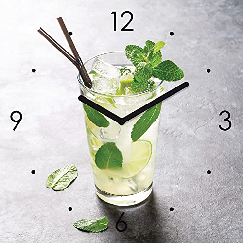 levandeo Wanduhr Glas 30x30cm Eiswürfel Cocktail Limette Glasuhr Uhr Glasbild Küche Bar Deko von levandeo