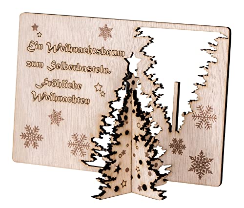 levandeo Weihnachtskarte Birkenholz DIY Fröhliche Weihnachten Aufsteller Holz Weihnachtsbaum Tannenbaum Holzkarte Grußkarte Tischdeko von levandeo