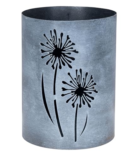 levandeo Windlicht Metall Grau Pusteblume H20cm Garten Deko Gartenleuchte Kerzenhalter von levandeo