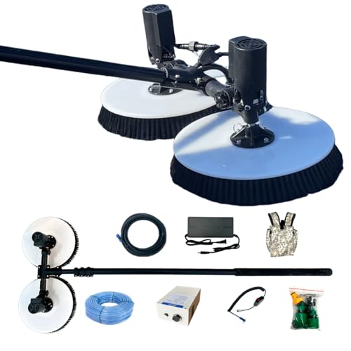 levigationlu 65 cm elektrisches Bürstenset für die Außenreinigung, Teleskopstange für Dach/Fenster, bürstenloser 480-W-Motor,Dual11.5ft(3.5m) von levigationlu