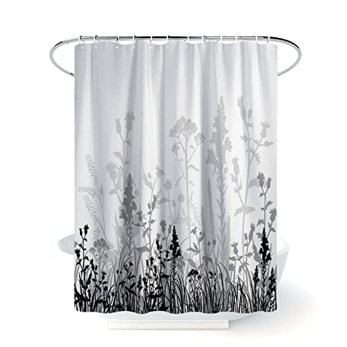 Duschvorhang Unkraut Duschvorhänge Anti Schimmel, Wasserdicht, Textil-Vorhang Waschbar Badvorhang Polyester Stoff mit Duschvorhangringen, boho 3D Digitaldruck Stielvoll Modern Farbfest W180cm*L180cm von lewwmn