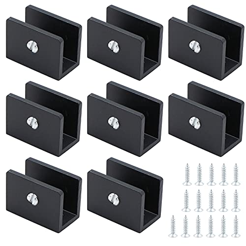 Glasklemmen Glashalter Glasbodenträger Schallwandclip Regalhalter -8 Stück Quadratische Edelstahl Glasbodenhalter für 8-10mm Flache Oberflächen Glasscheibe Balustrade Spiegel Handlauf Treppe(Schwarz) von leyomgamz