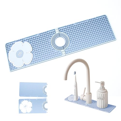 leyomgamz Silikon-Wasserhahnmatte, Abtropfmatte, Schmal, Wasserhahnschutz, Silikon, Blau, Einfarbig, 10 x 38 x 0.8 cm von leyomgamz