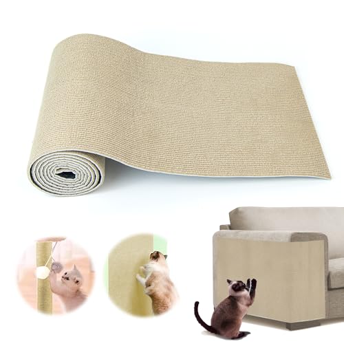 Katze Kratzmatte Kratzfolie Katzen Selbstklebend Kratzbretter Wand, 30 X 200 cm Kratzmatte Schneidbar Kratzpads für Katzen, Kratzpappe Katze, Katze Wand Möbel, Kratzbäume und Couch von leyomgamz