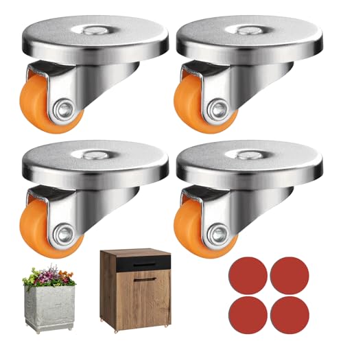 Möbelrollen 360° Drehbar, Selbstklebende Rollen für Möbel, 0.5 Zoll Kleberoller, 4er Set, Geräuscharm und Stoßdämpfend, Belastbar bis 10 kg, Ideal für Kleine Möbel und Blumentöpfe von leyomgamz