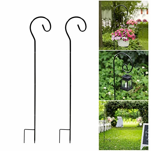 Schäferhaken Schäferstab Laternenstab Vogelhäuschen Solarleuchten - 2 Stück Zusammenklappbar Metall Gartenstab für Vogelkäfige, Laternen, Hochzeiten, Pflanzkörbe Solarlaternen Wasserdichte Solarlampe von leyomgamz