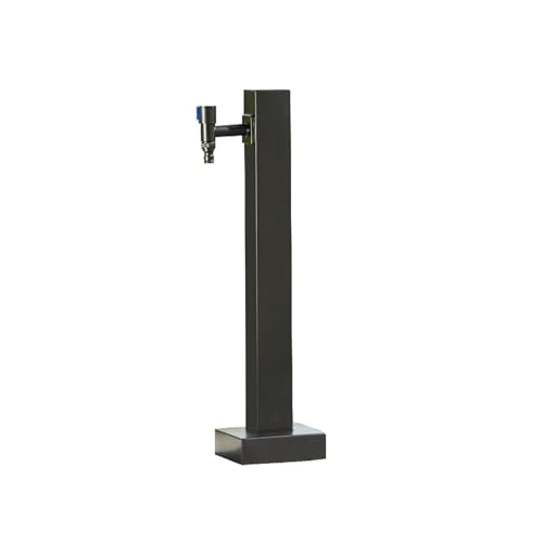 Garten Wasserhahn Säule, Vertikale Quadratische/Runde Wasserzapfsäule Garten, Schwarze Gartensteckdose mit Erdspieß für Den Innenhof mit Wasserhahn, Außenwasserhahn Frostsicher,Standbrunnen(58cm/22.8i von lhyangroupao