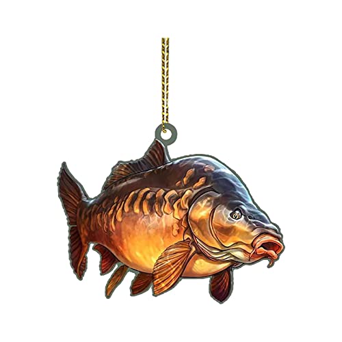 liaddkv Personalisierte Green Bass Fish Forellenflache 2D Weihnachtsschmuck Baumschmuck Rückspiegel Zubehör Mini Weihnachtsschmuck Klangspiel Metall Groß (L, One Size) von liaddkv